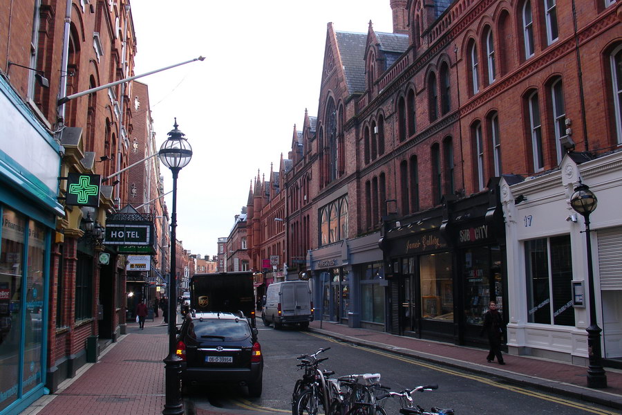 Typicke ulicky v centru Dublinu.